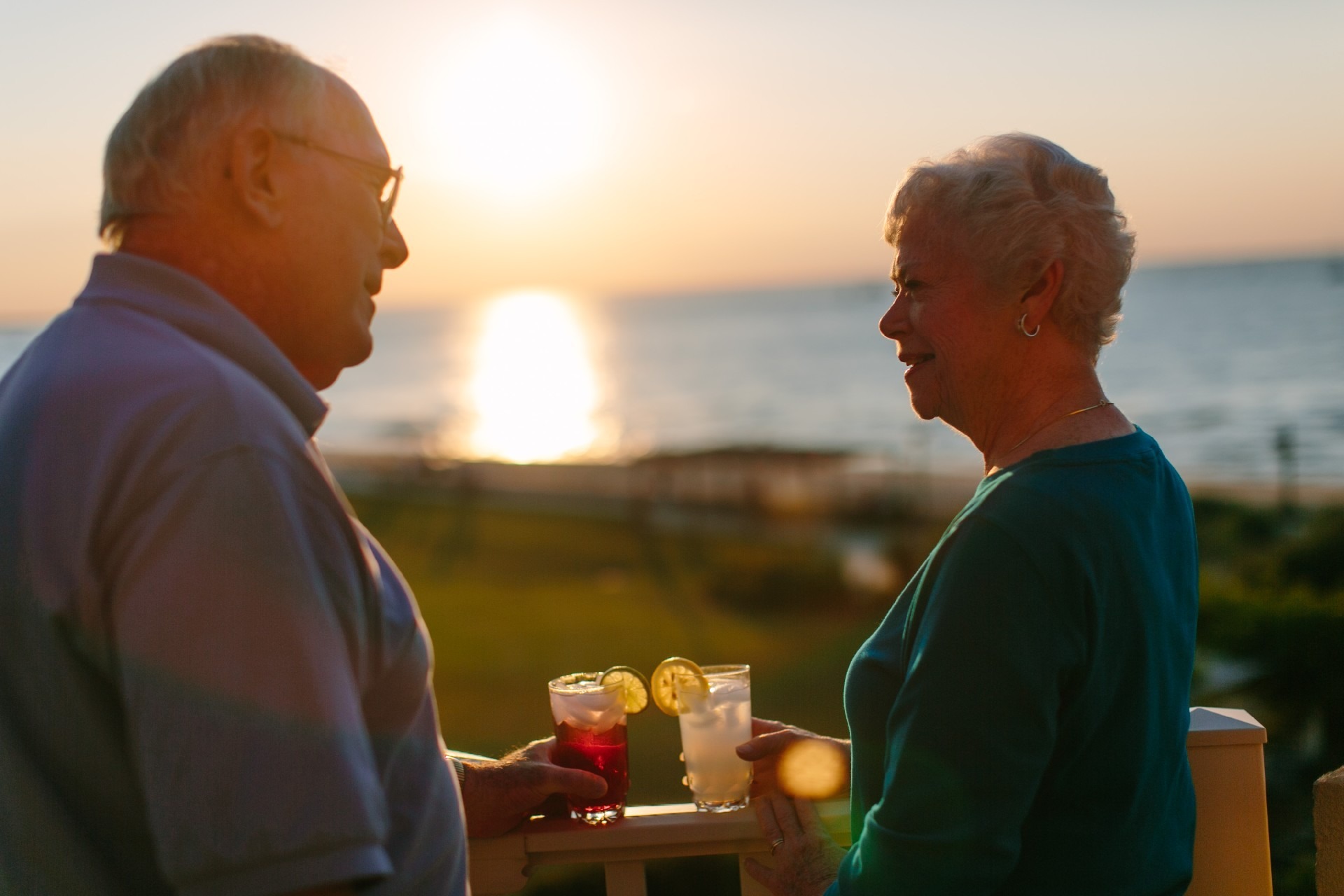 Retired Man and Woman Having a Drink