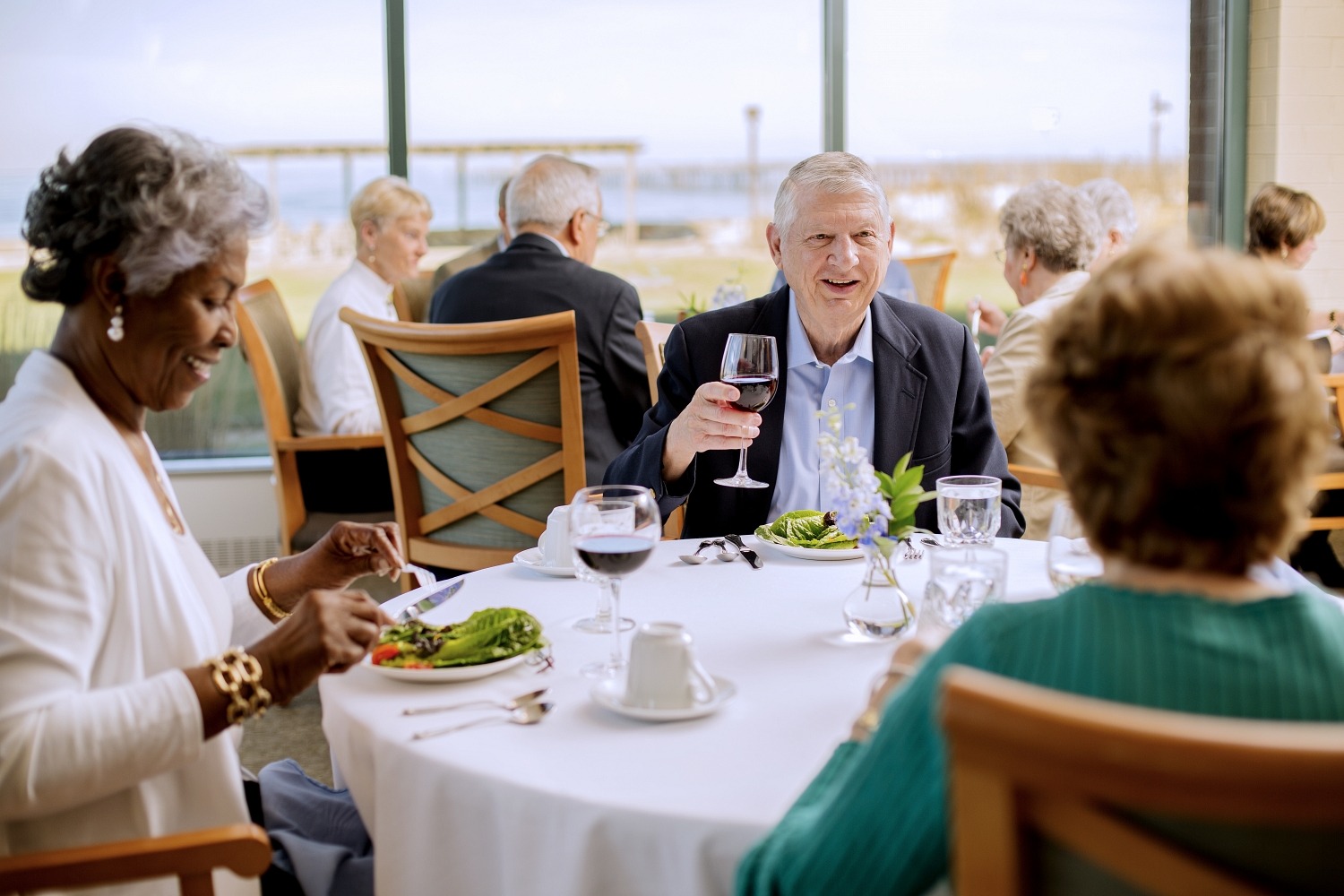 Retired Members Enjoying Dinner Together