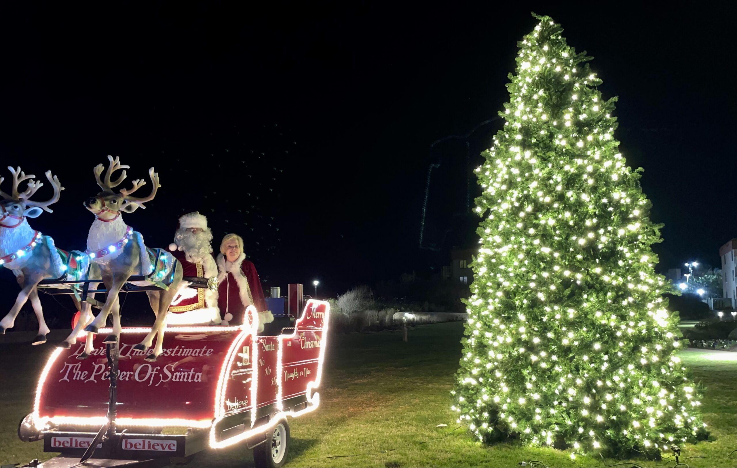 Santa Claus and Mrs. Claus on Sleigh
