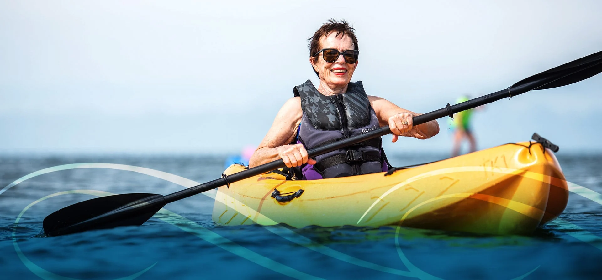 Women rowing a kayak