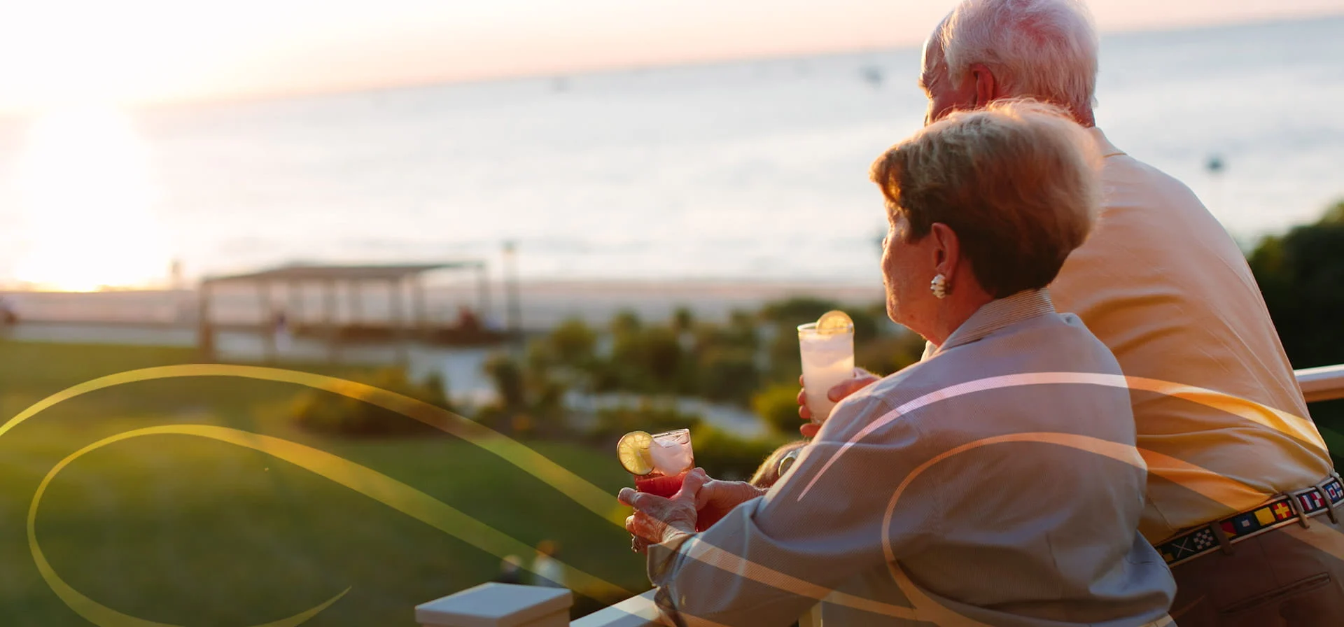 Couples watching the sunny beach view at WCC Senior Living Community