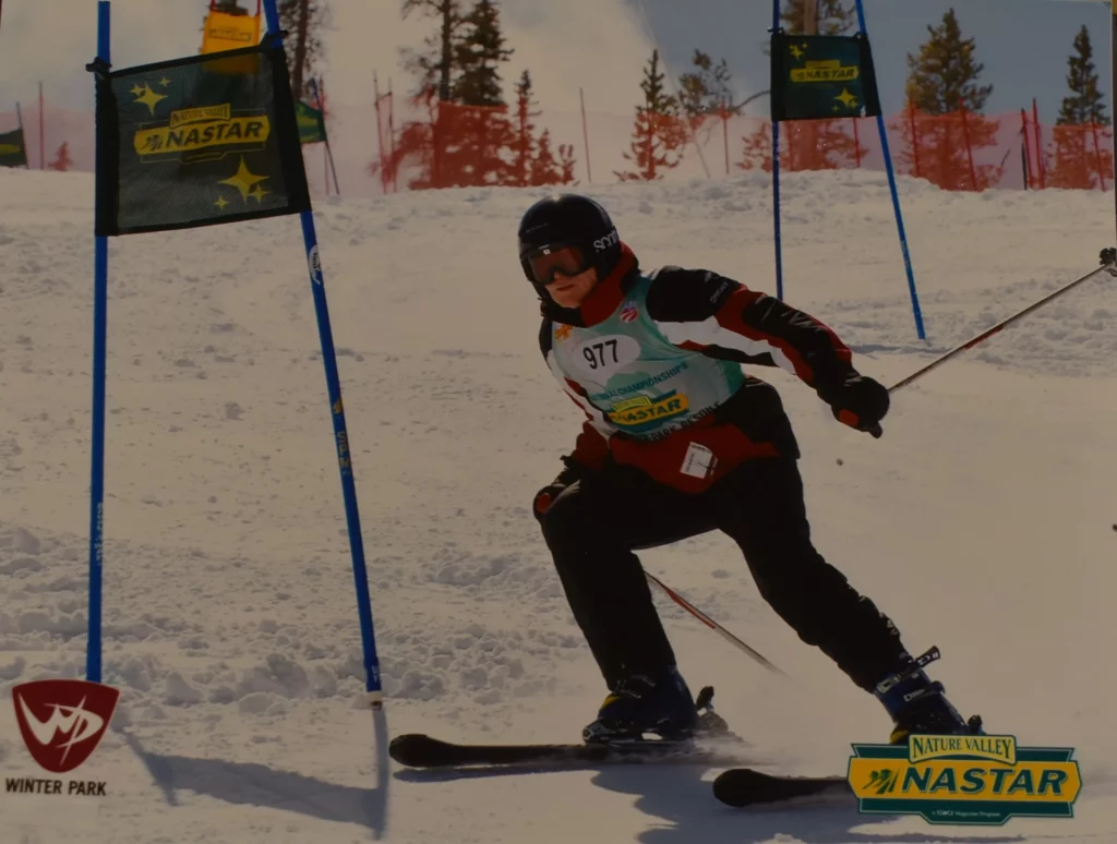 Person Skiing Down Slope